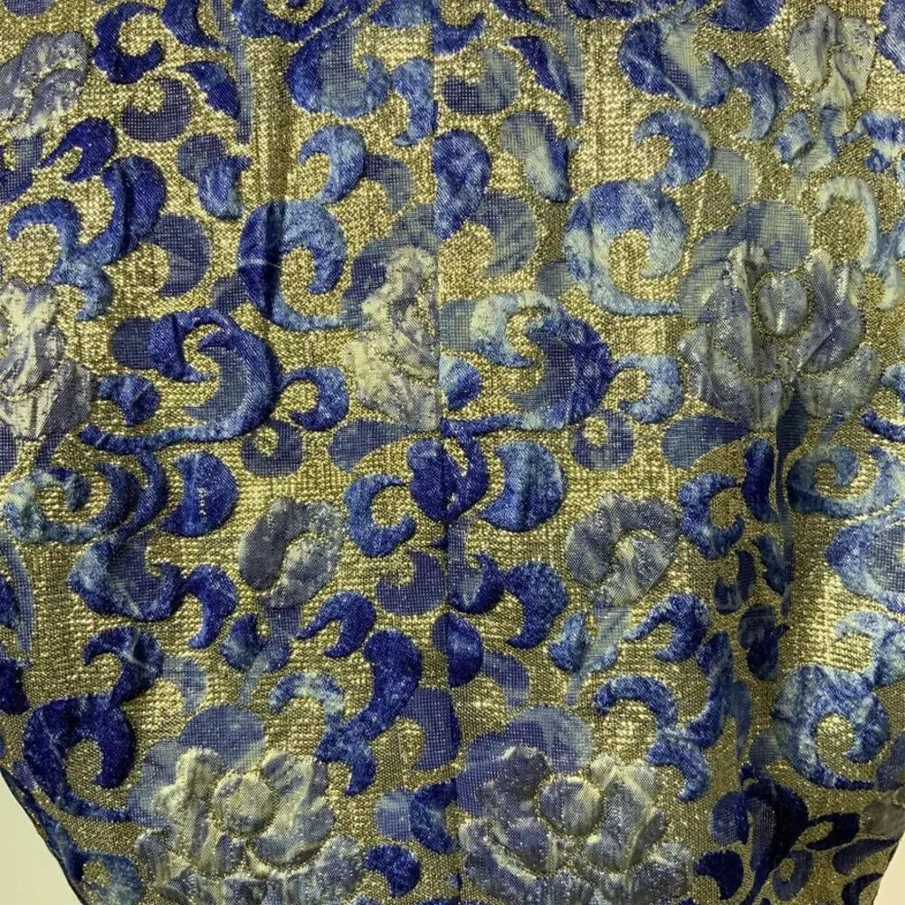 Mary McFadden MMF Collection Brocade Blue and Gold Jacket. Size 10 - Picture 5 of 7